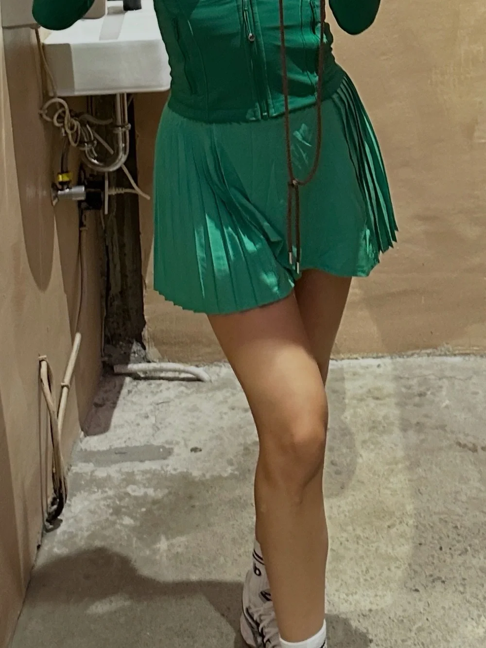 Teal Pleated Tennis Skirt and sports bra set for padel Bali social club xs